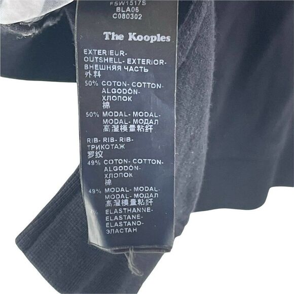 The Kooples Sport Sweatshirt Black White Striped Womens Size 2 Cropped Shirt Top - Picture 5 of 10